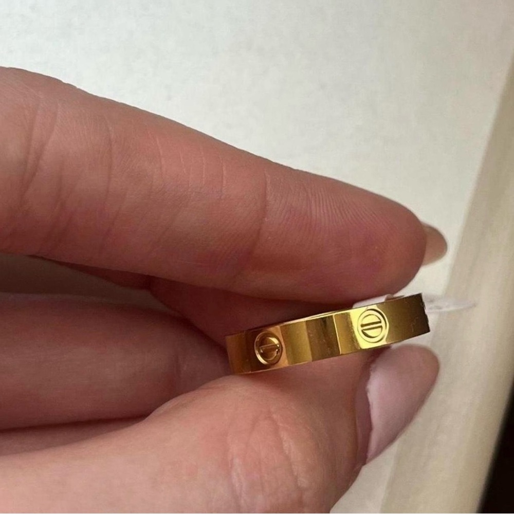 18K Gold Plated Gold Love Screw Ring Size 9 - Picture 4 of 5